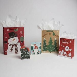 MB3. Set of 6 Festive Mixed Size Holiday Gift Bags